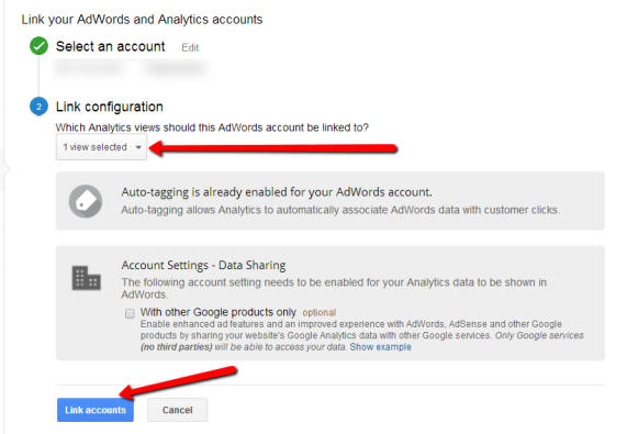 adwords link analytics tagging tracking enable google