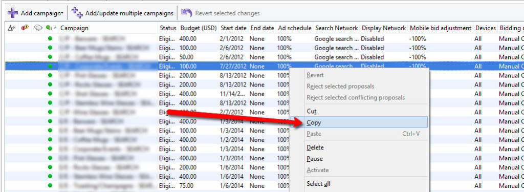 Copy-Ad-scheduling-setting