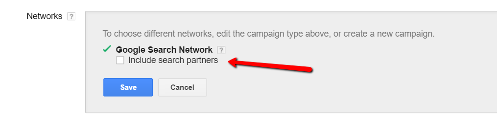 adwords search network only