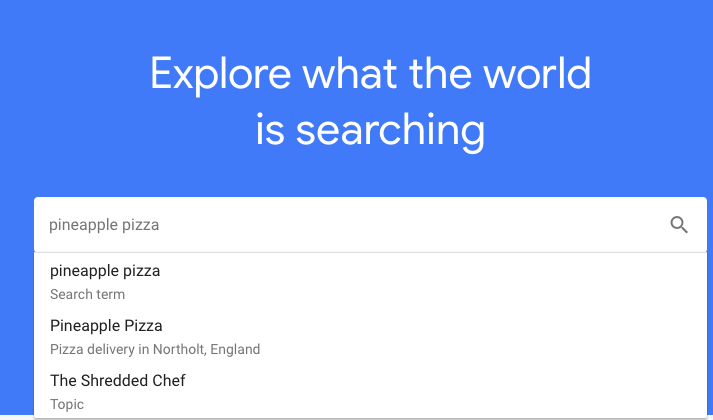 Pineapple pizza Google Trends search example